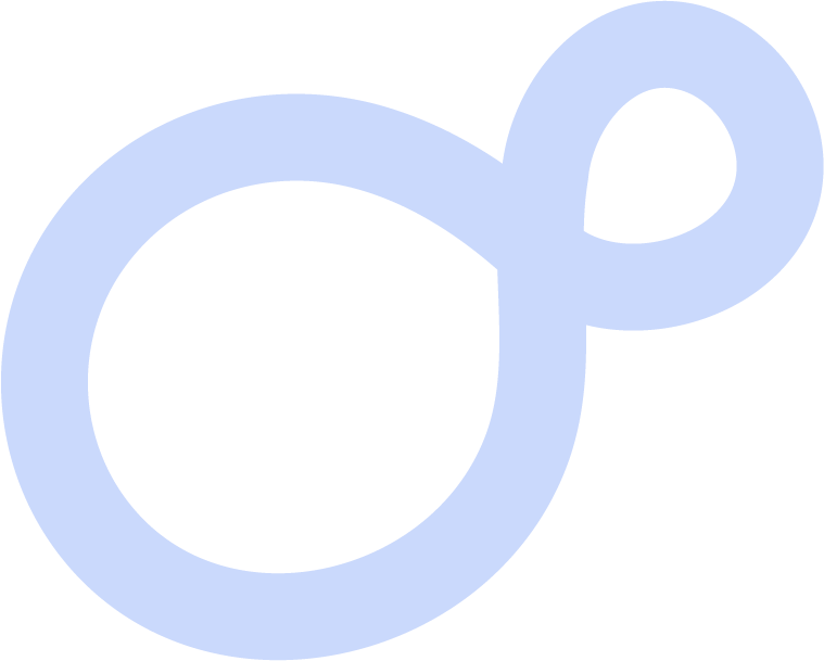 Stylised black loop symbol with an open, flowing form, representing connection, continuity, and momentum.